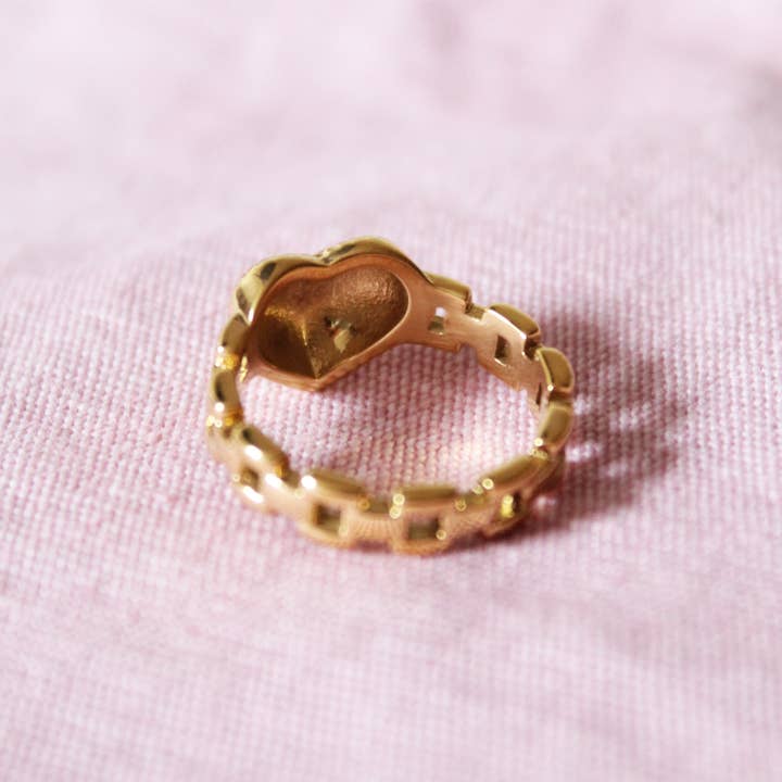 Cousins Collective - Wholesale Band/Stacked Ring - Chained Heart Ring - 18K Gold Plated2