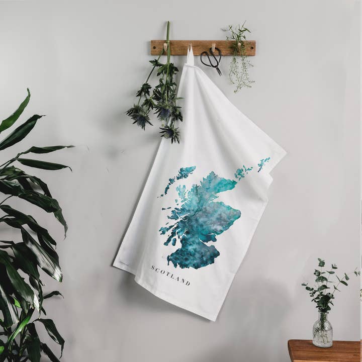 EJayDesign - Wholesale Tea Towel - Scotland Watercolour Map Organic Cotton Tea Towel4