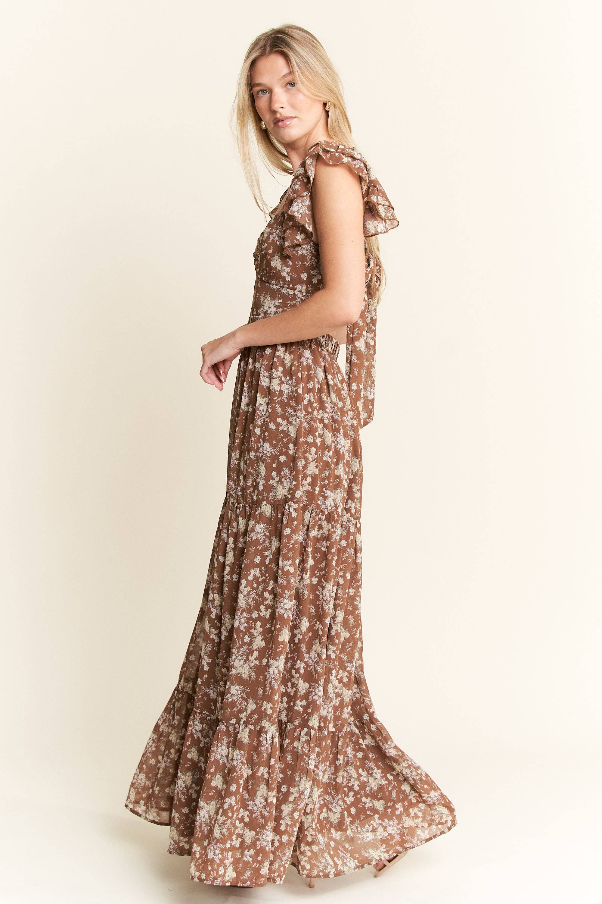 JADE BY JANE - Wholesale Dress - Women's - RUFFLE SLEEVE TIERED MAXI DRESS27