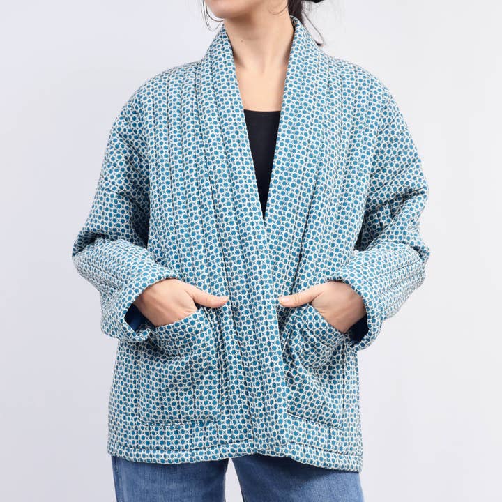 Quilted printed jacket in viscose – KD7280-13 for wholesale by Cecile Wang