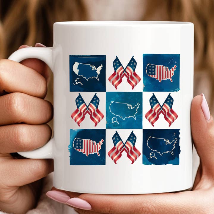 Tasse 4 Juillet Cartes et Ailes des États-Unis pour la vente par Hello Gorgeous Mugs