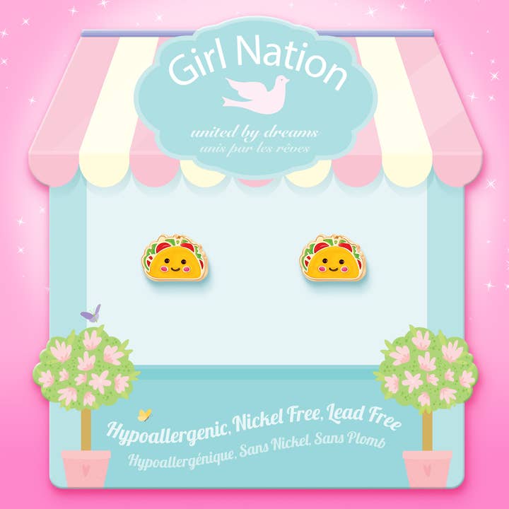 Girl Nation - Wholesale Earrings - Kids - Taco Belle Cutie Stud Earrings