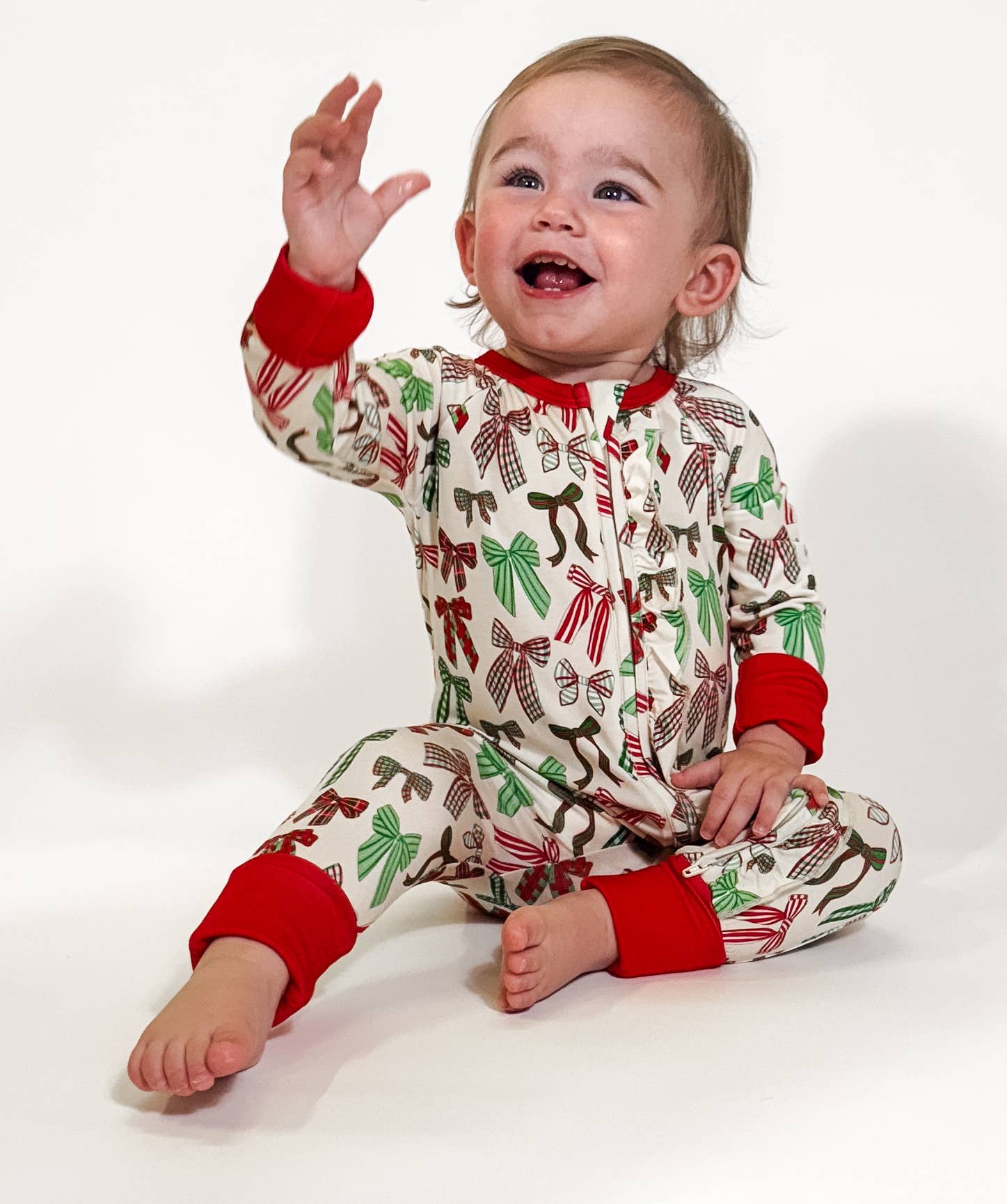 Goosies - Wholesale Sleepsuit - Baby - Holiday Bows  - LS Convertible Zip PJs0