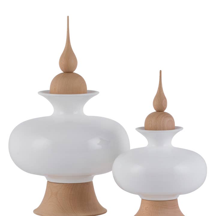 Set/2 Ceramic Pots, White, Handmade by Lusitanus Home for wholesale by Lusitanus Home