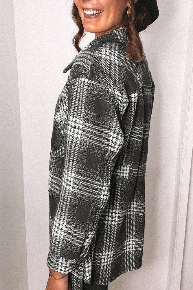 UNISHE - Wholesale Shirt Jacket/Shacket - Women's - XC1359 Plaid Flannel Shacket Jacket Women8