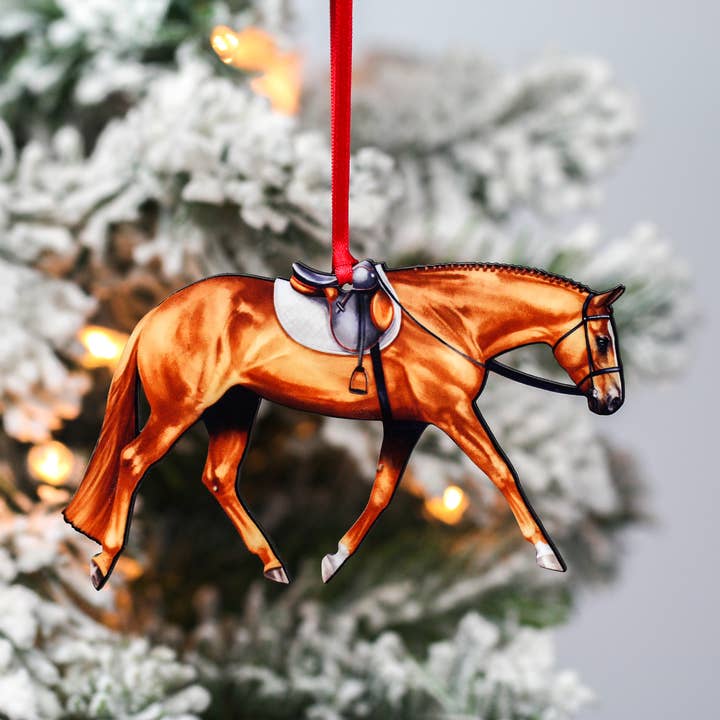 Classy Equine - Wholesale Ornament - Chestnut English Pleasure - Hunt Seat Quarter Horse Ornament