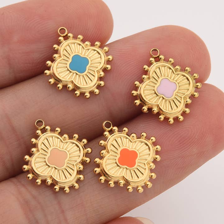 Gold Filled Stainless Steel Boho Clover Charm Gift, SCP145 for wholesale by findings4uGem