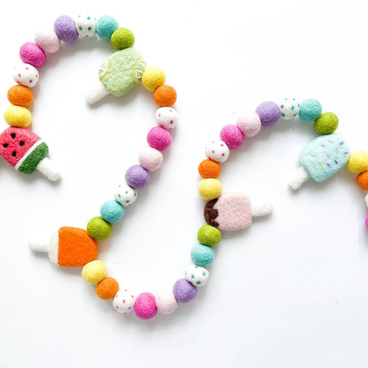 Popsicle Party Felt Ball Garland for wholesale by Pearl & Jane