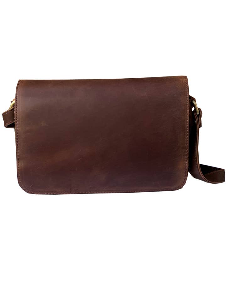 W023 crazy horse genuine leather crossbody for wholesale by Roma Leathers, Inc.