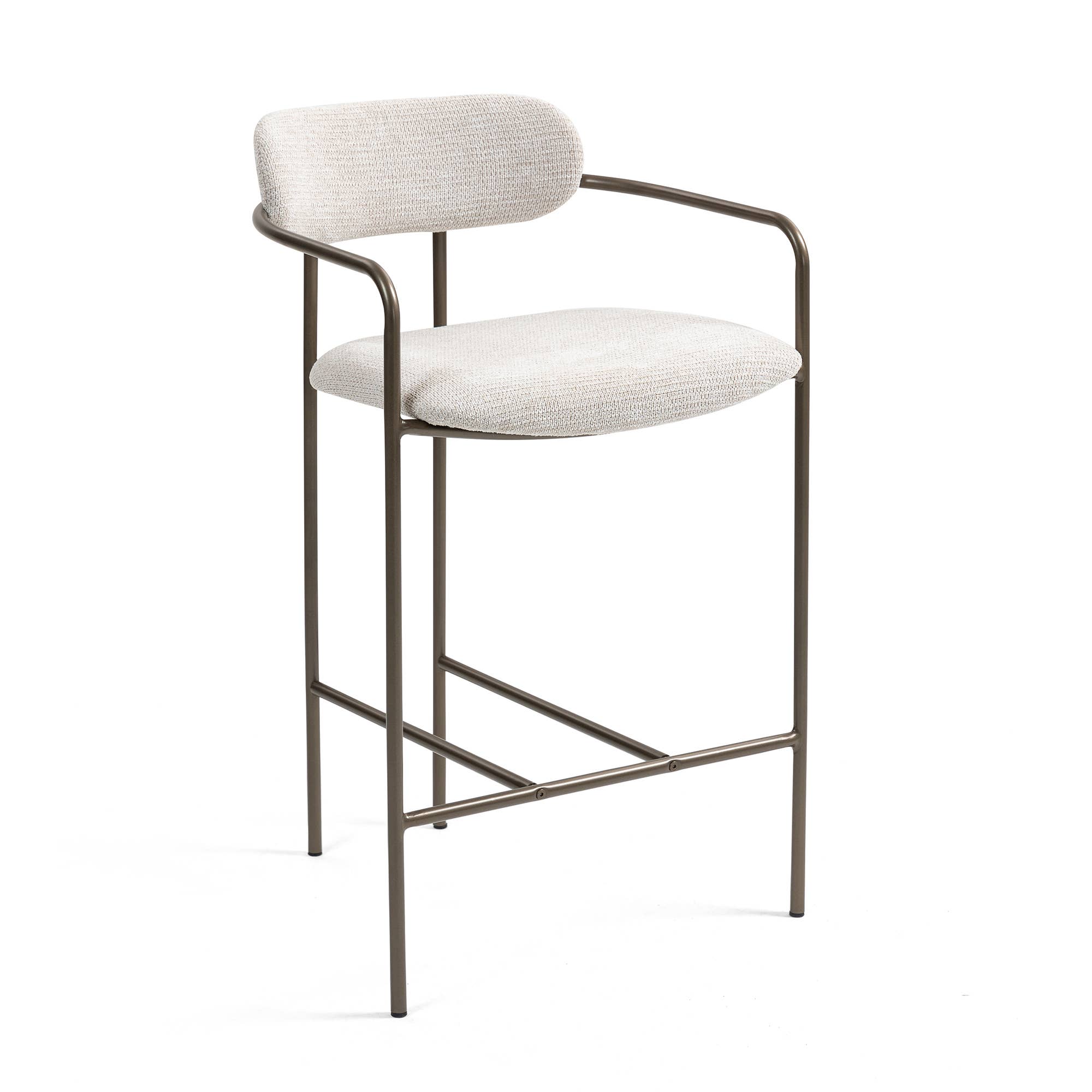 Glamour Home - Vente Tabouret - Ensemble de 2 tabourets de comptoir en tissu tissé beige Berker1