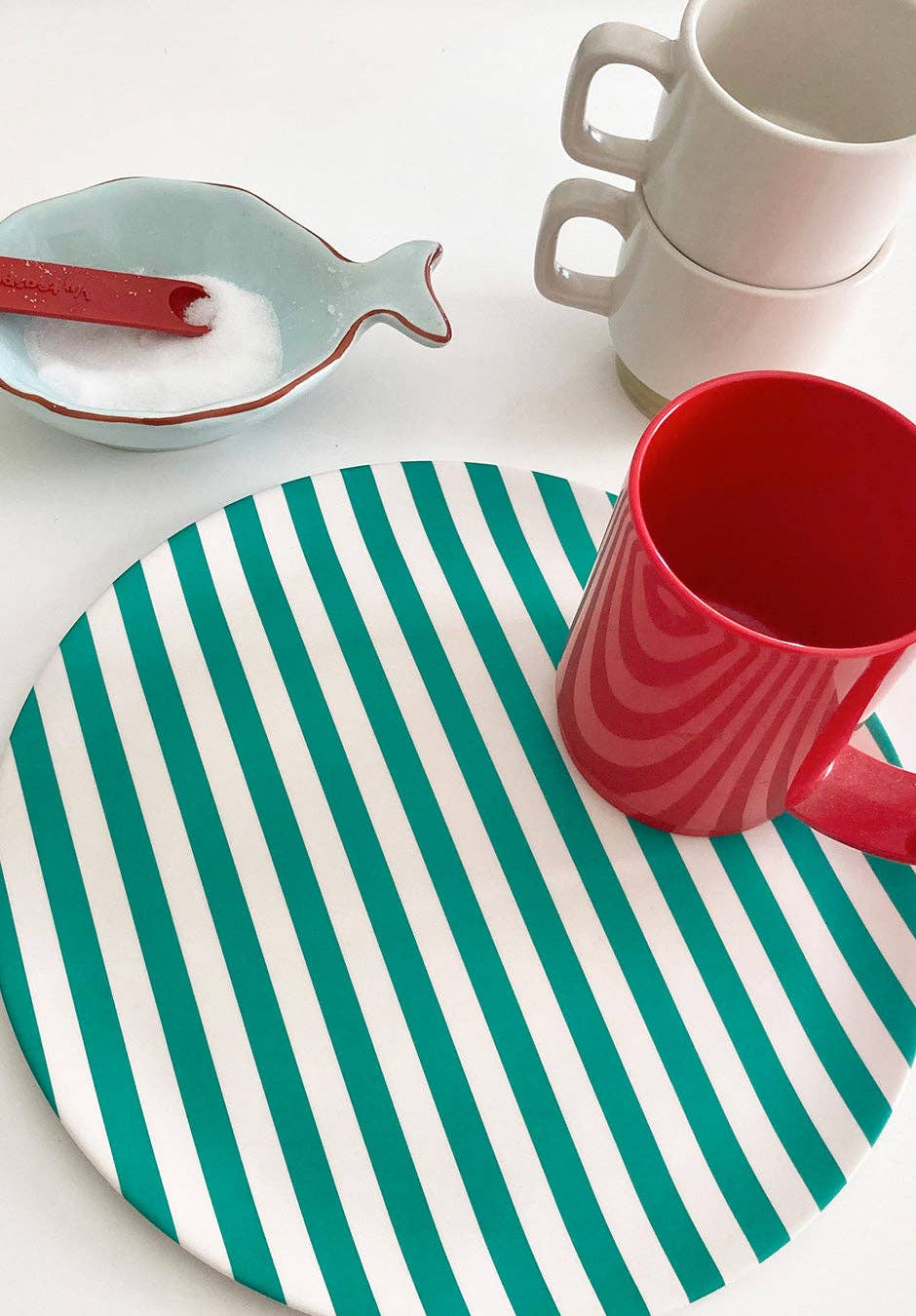 Xenia Taler - Wholesale Dinner Plate - Green Stripe Dinner Plate - Set of 42