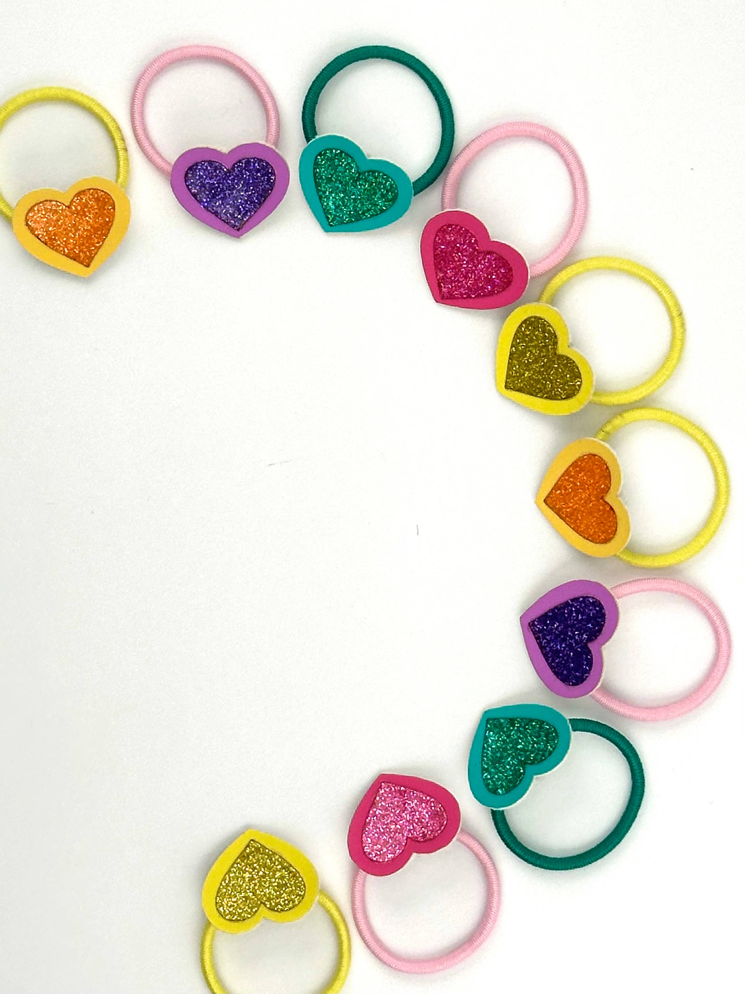 Bluebell Petite - Wholesale Hair Tie - Kids - Heart Glitter Hair Ties1