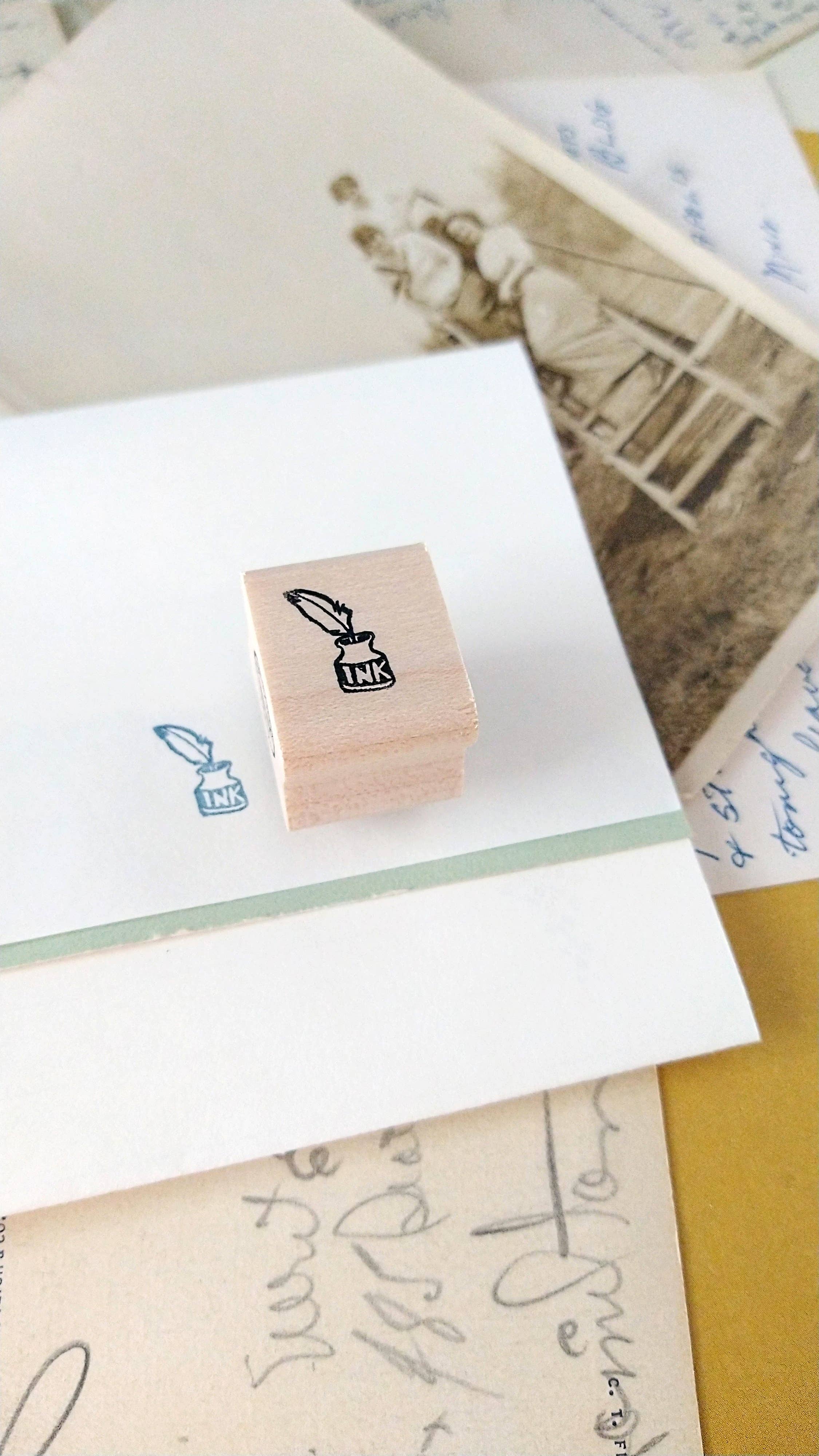 Peppercorn Paper - Wholesale Rubber/Decorative Stamp - Ink and Feather Mini Stamp 5