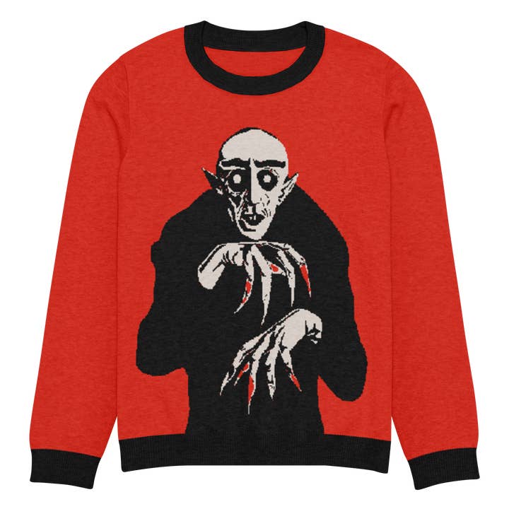 Goth Cloth Co. - Wholesale Graphic Sweatshirt - Unisex - Nosferatu Nights Knit Crewneck Sweatshirt2
