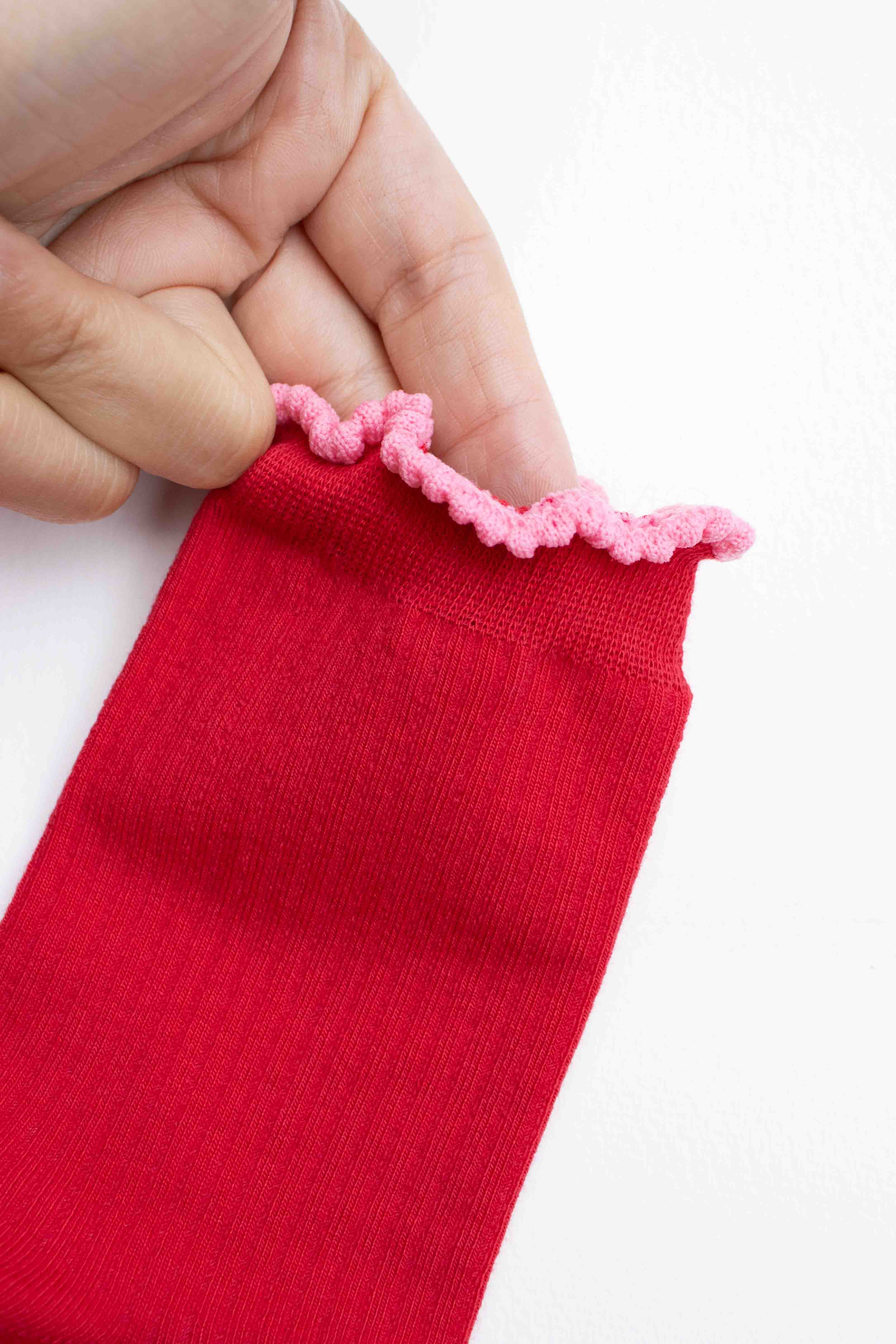 Tiepology - Vente Chaussettes – femme - Chaussettes en mélange de coton à bord festonné1