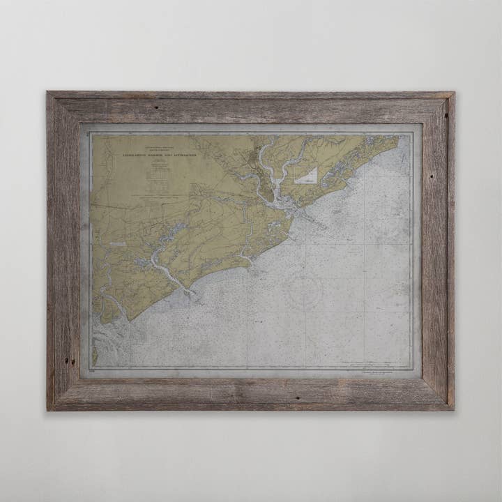 Charleston Outer Harbor Map Vintage Art Print 24" x 18" for wholesale by Archive Print Co.