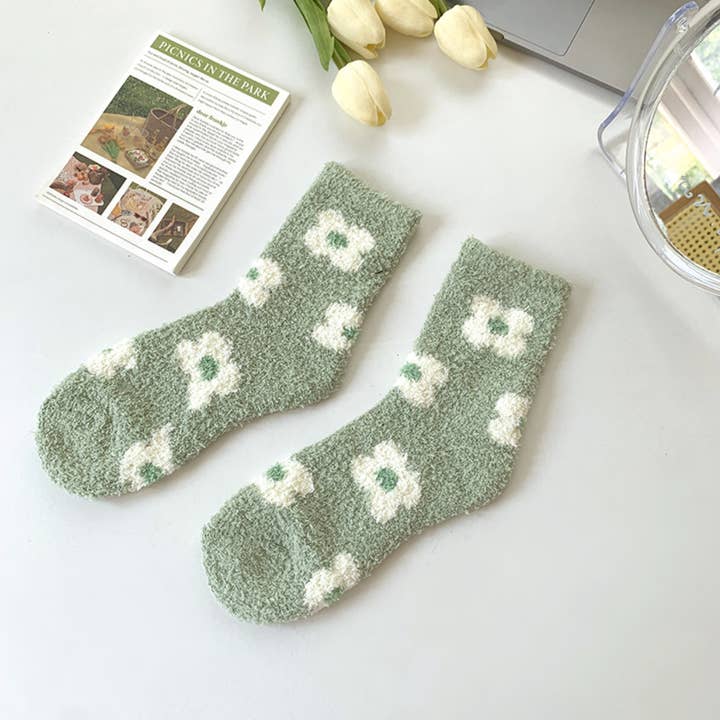 Assorted Fuzzy Cozy Floral Socks for Women - JINDA2 for wholesale by LoveLina