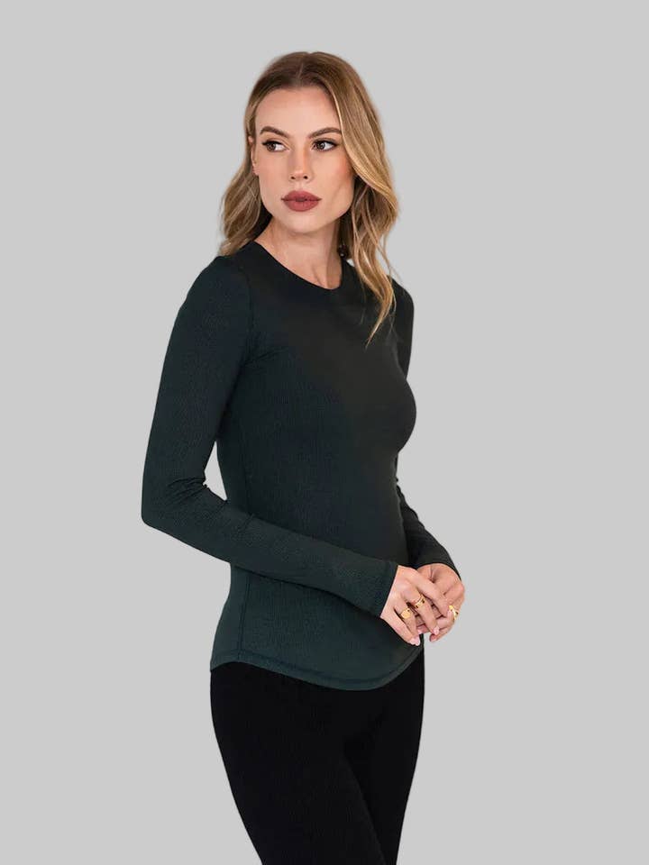 Ribbed Long Sleeve — Forest Green for wholesale by Après Actif