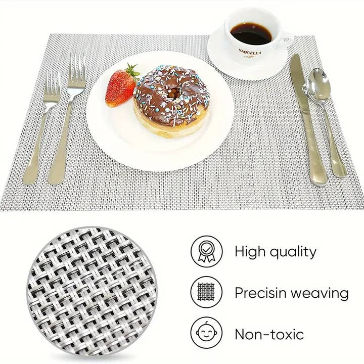 Huis Van Merken - Wholesale Placemat - Set Of 8 Dual-color Silk Series Teslin Placemats1