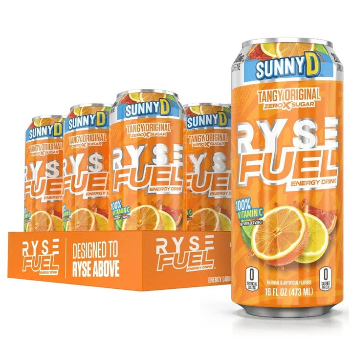 Ryse Fuel Energy Drink 12 Pack 16 Oz SunnyD Tangy Original for wholesale by L&F Universal Goods