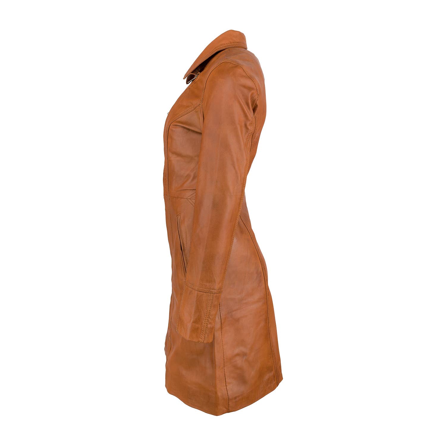 Urban 5884 Amsterdam | Leather jackets – Casaco de couro - Mulher por atacado – Casaco feminino longo Janice Urban 5884 em couro de carneiro verde encerado5