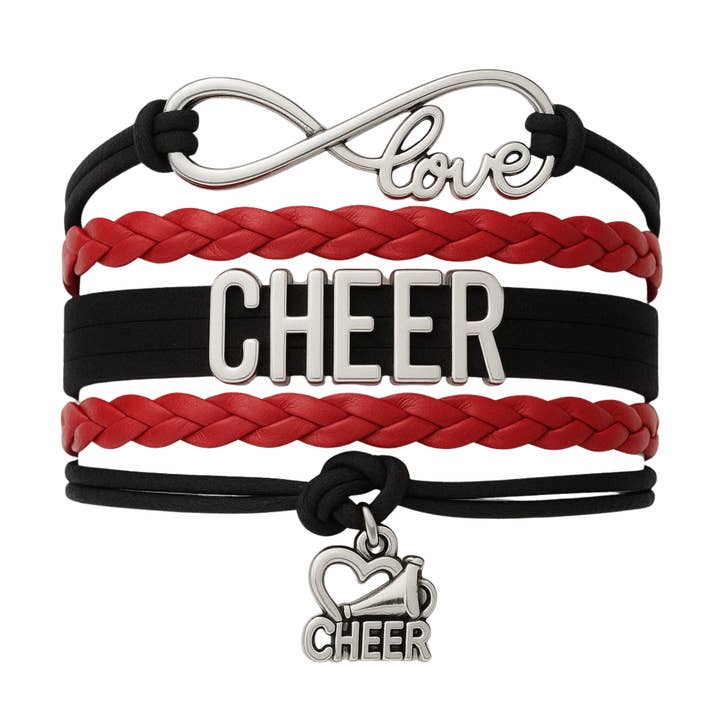 Infinity Cheer Bracelet - Pick Team Colors & Charm for wholesale by Sportybella