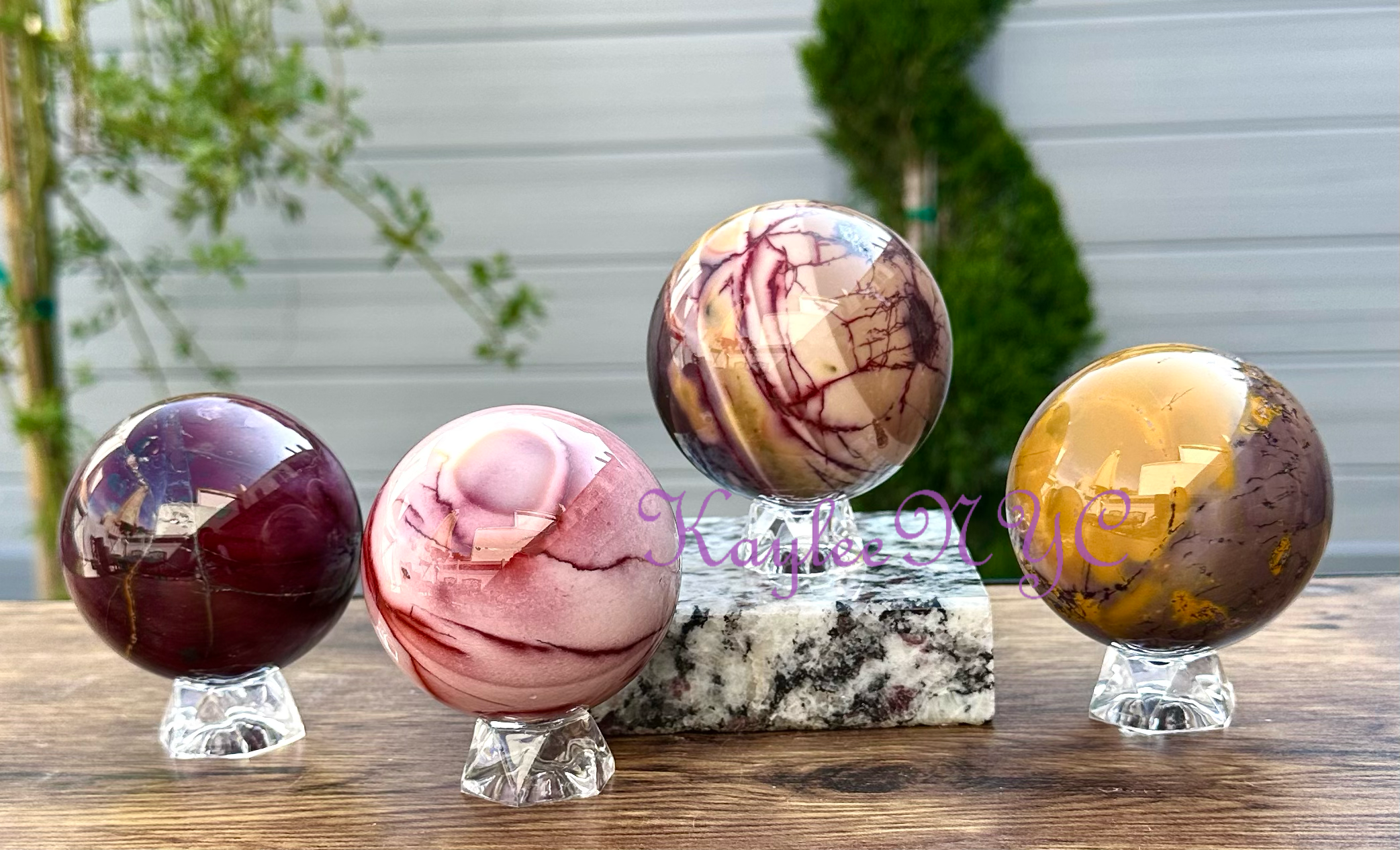KayleeNYC - Wholesale Spiritual Stone/Crystal - 4 pcs Natural Mookaite Sphere 3.8-4lbs Crystal Healing0