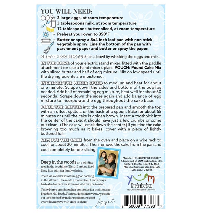 Freedom Mill Foods - Wholesale Cake Mix - Honey Almond Pound Cake Mix1