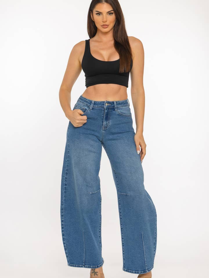 LA250804M BARREL LEG DENIM JEANS for wholesale by L.A girl jeans inc