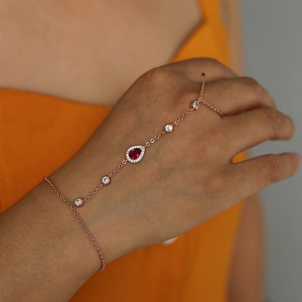 HoopLa - Vente Parures de bijoux - Chaîne de main en argent sterling avec bague et bracelet à cristaux5