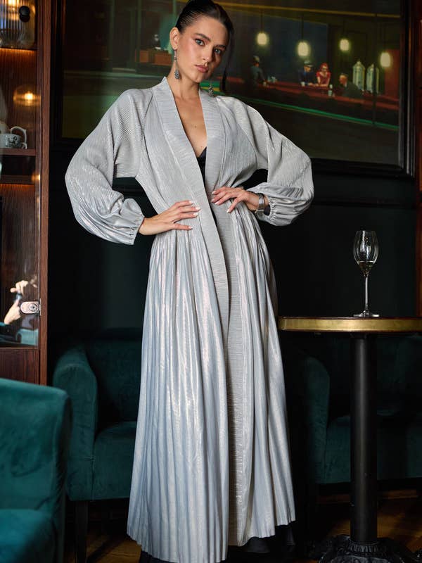 Metallic Pleated Duster for wholesale by SAACHI