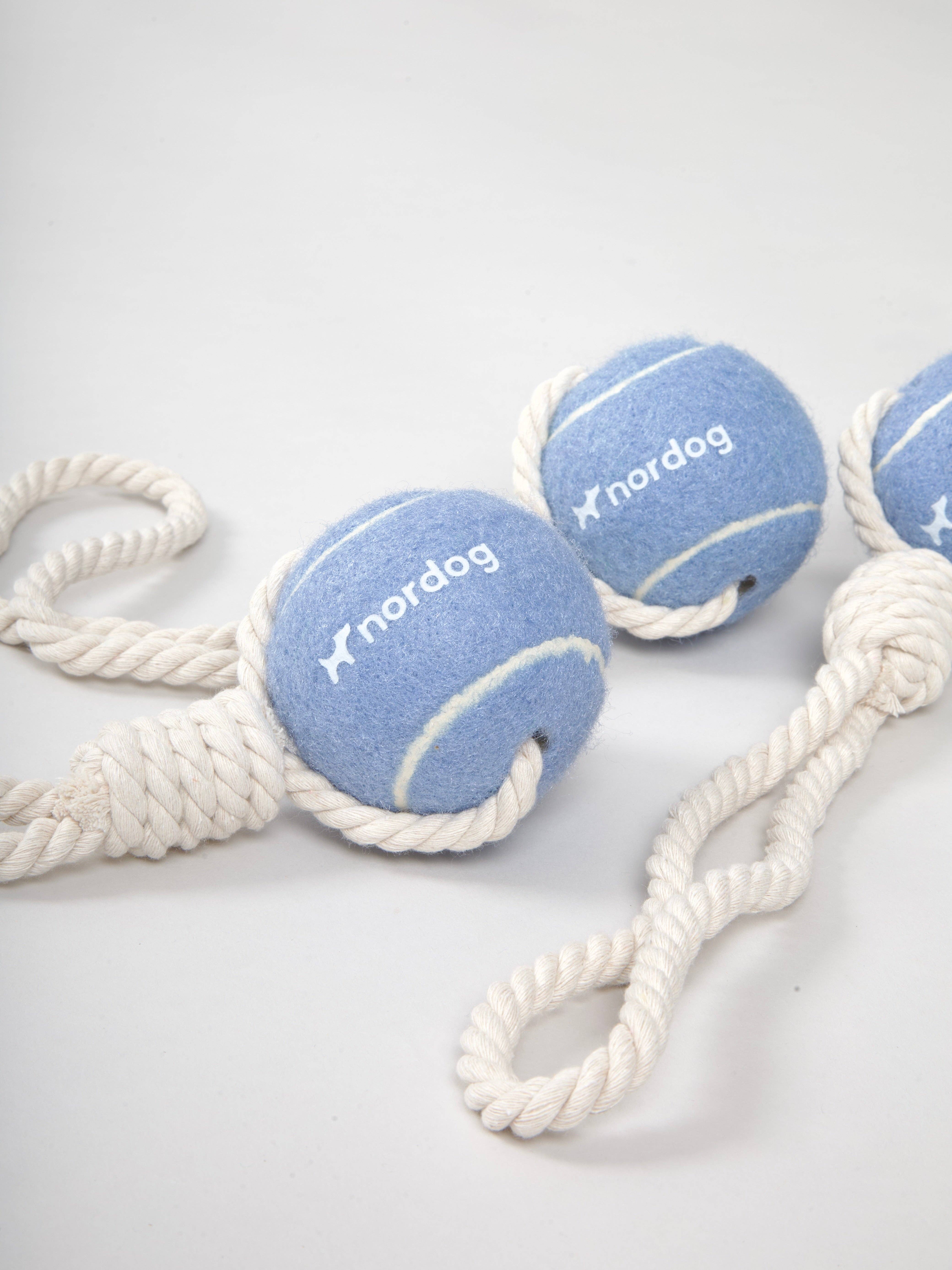 Nordog - Wholesale Pet Rope Toy - Dog - Tennisball with rope (blue)1