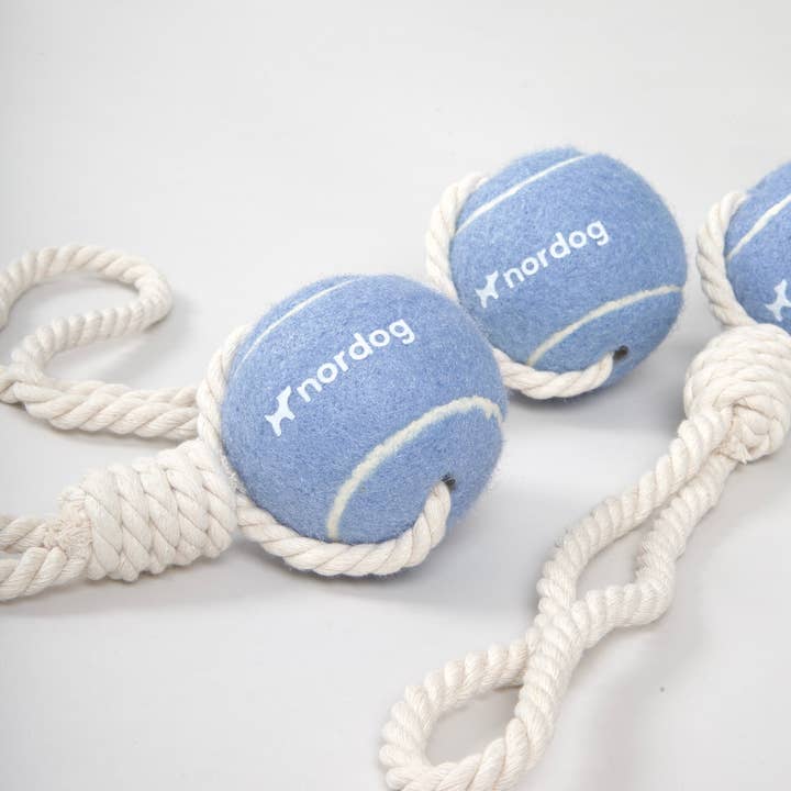 Nordog - Wholesale Pet Rope Toy - Dog - Tennisball with rope (blue)1