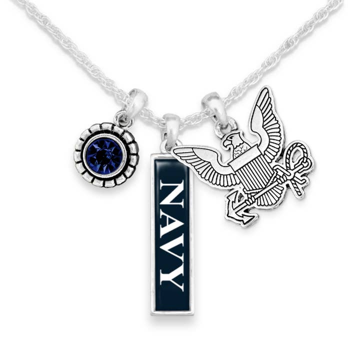 U.S. Navy Triple Charm Necklace for wholesale by From The Heart