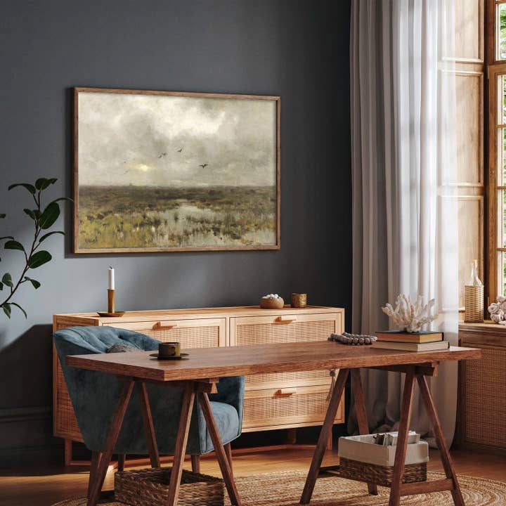 Vintage-Kunstdruck „Birds Above the Marsh“ für den Großhandel von Paper House Print Shop