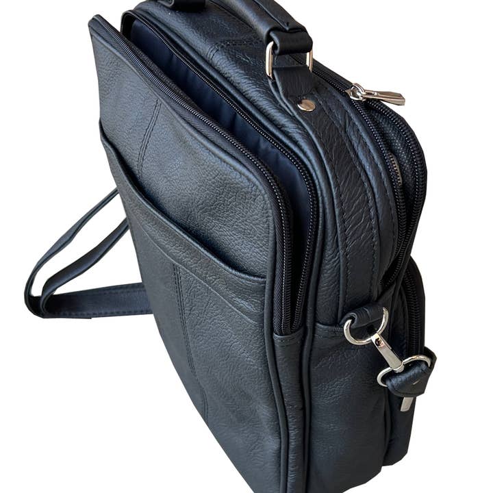 Roma Leathers, Inc. - Wholesale Crossbody Bag - Women's - 3753 BK cowhide leather crossbody handbag