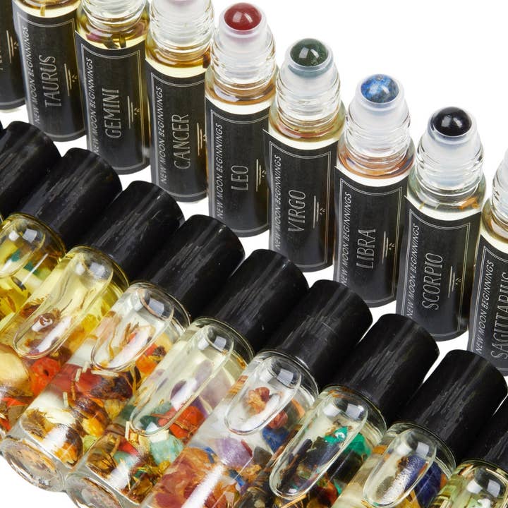 New Moon Beginnings - Wholesale Essential Oil Roll-On - Zodiac Oil Roll On, Crystal Roller, Astrology Perfume Rollon