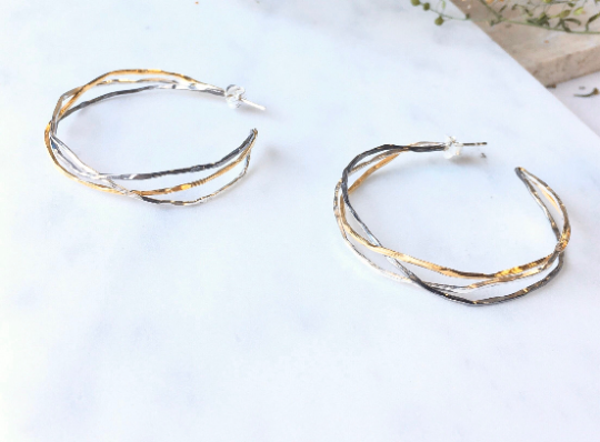 Treisi - Wholesale Hoop Earrings - Mixed metal hoops0