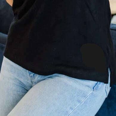 erin gray - Wholesale T-Shirt - Women's - Long Sleeve Jeans Crew in Black Pima Cotton Slub1