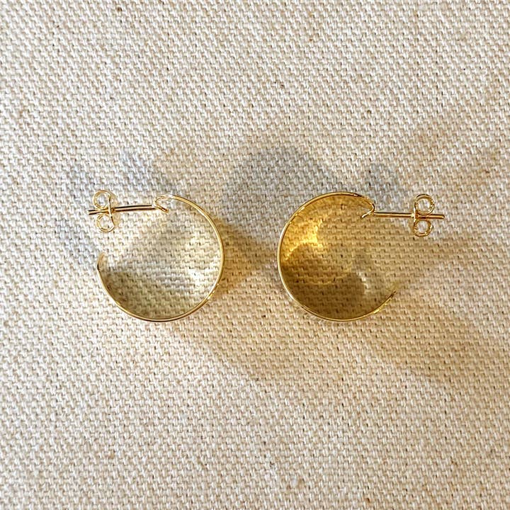 GoldFi - Wholesale Hoop Earrings - Wide Flat Polished Half Hoop Earrings2