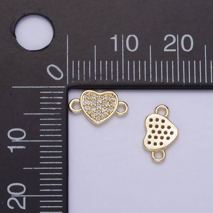 Aim Eternal - Wholesale Individual Charm/Pendant - 14K Gold Filled 7mm Micro Paved CZ Heart Mini Connector | G2901