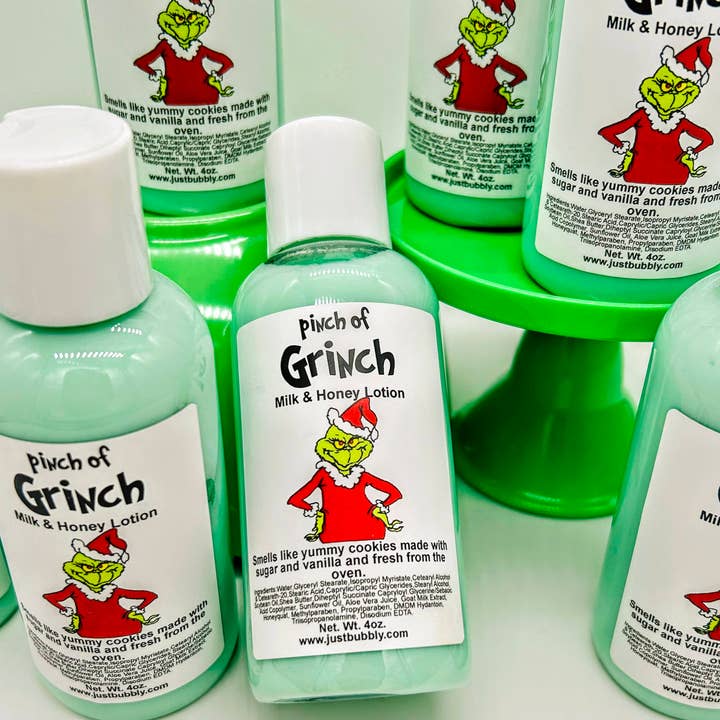 Just Bubbly - Wholesale Hand & Body Lotion - Pinch Of Grinch Milk & Honey Lotion **Seasonal Best Seller**1