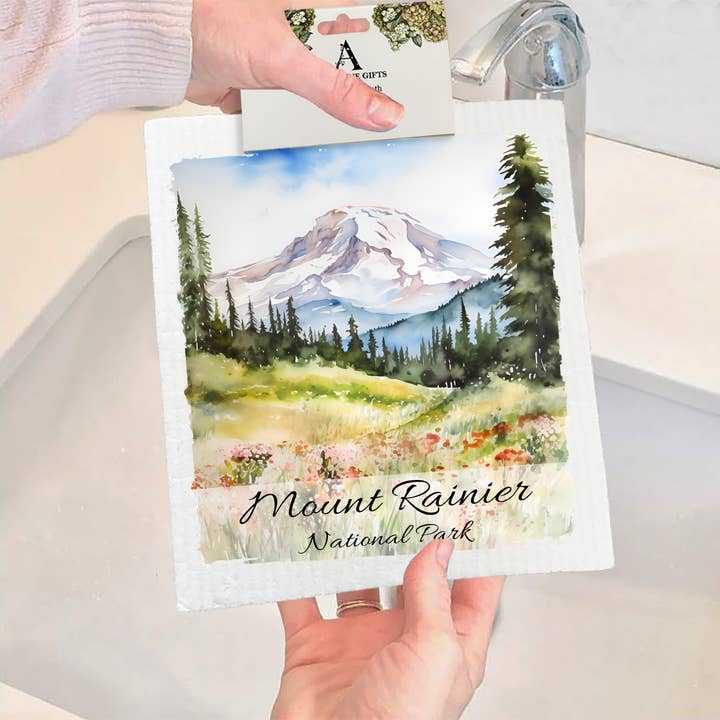 Mount Rainier National Park Washington SCHWEDISCHES GESCHIRRTUCH für den Großhandel von Avery Lane Gifts