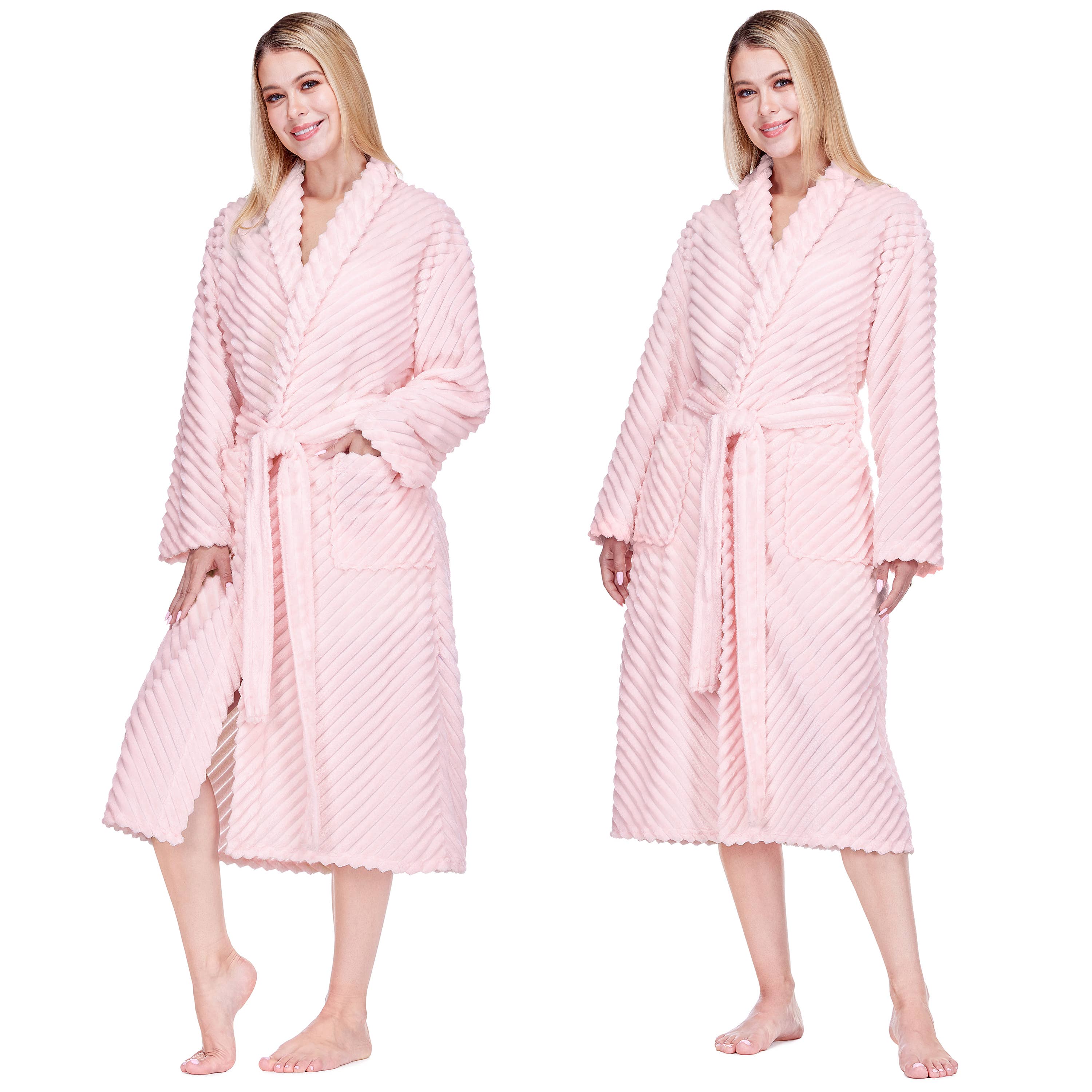 Pavilia - Wholesale Robe - Women's - Women's Ribbed Fleece Robe35