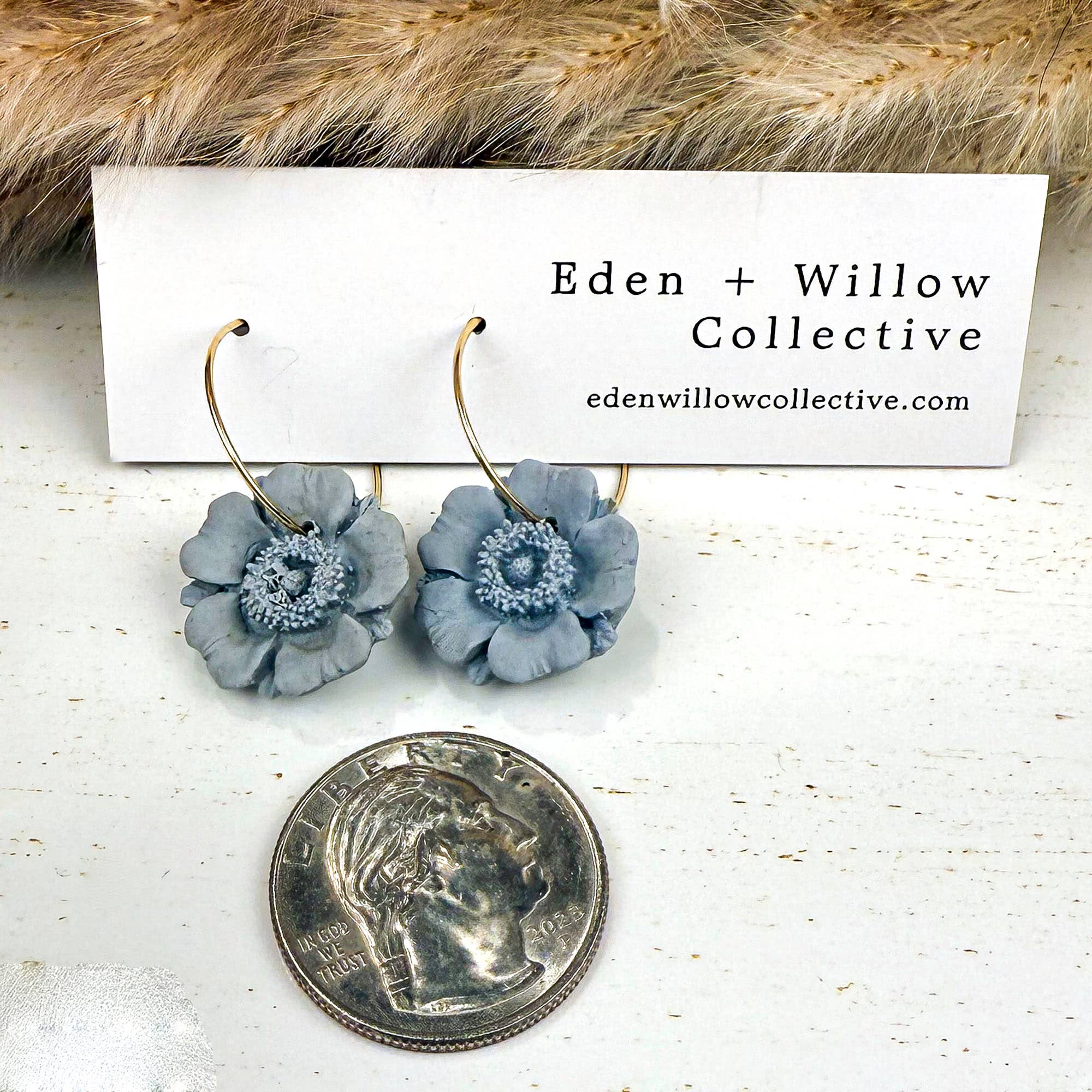 Eden + Willow Collective - Wholesale Hoop Earrings - Light Blue Poppy Hoop Clay Earring4