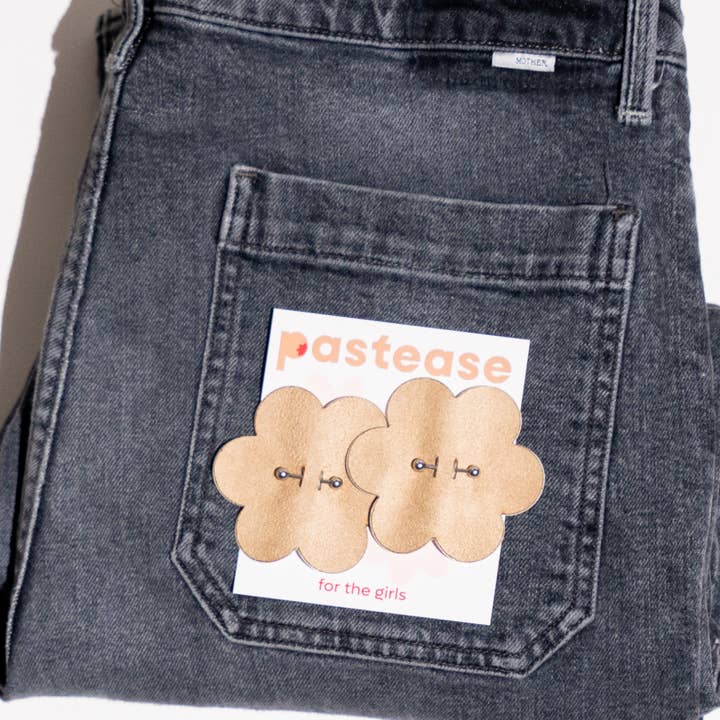 Pastease® - Wholesale Nipple Pasties - Women's - Pierced Pasties: Nude Breast Petals with Barbell Piercing