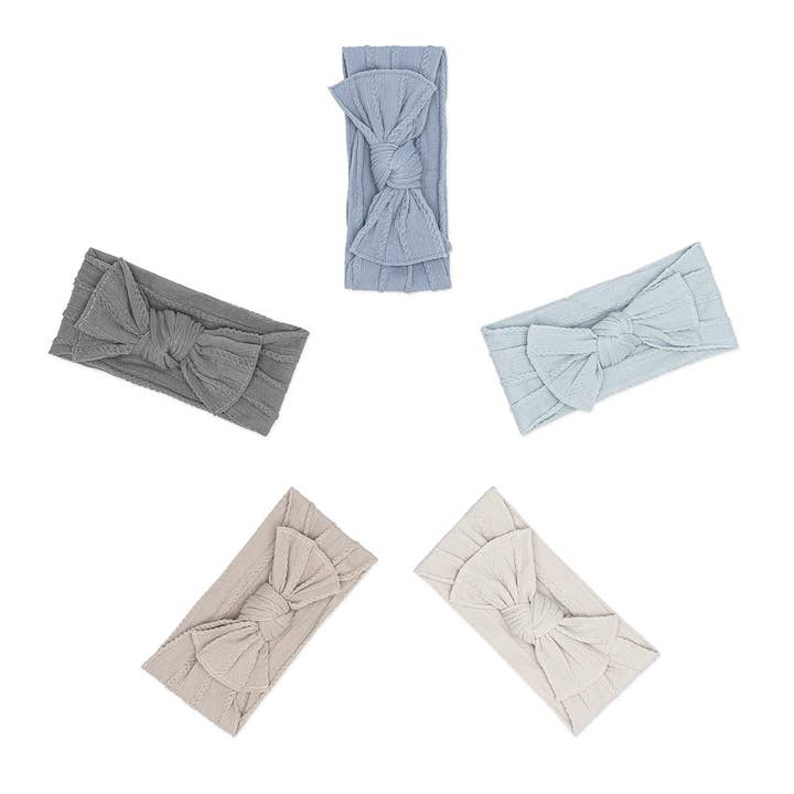 Parker Baby Co. - Wholesale Fashion Headband - Baby - Stormy Set - Cable Knit Knotted Headbands - 5 Pack