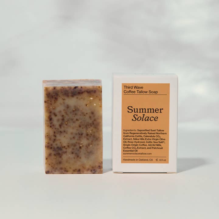 SUMMER SOLACE- Regenerative Tallow Beauty – wholesale Bar Soap – Third Wave – Coffee & Patchouli Bar Soap, 4.9 oz6
