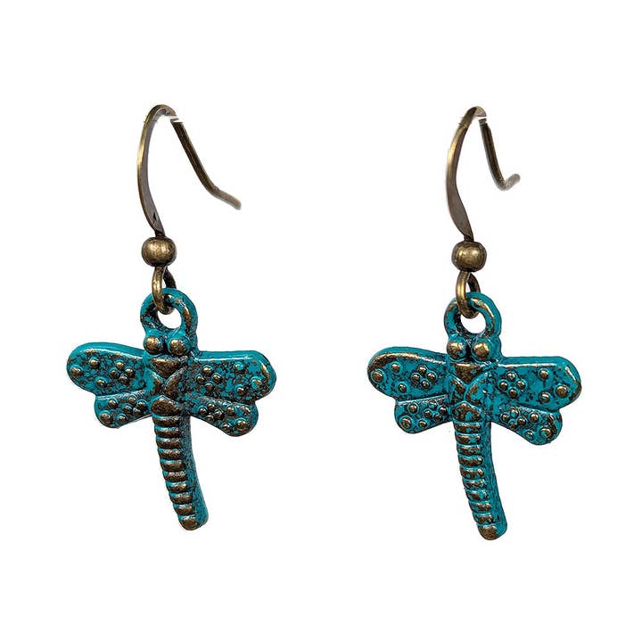 Antiek Brons Patina Fijne Libelle Oorbellen voor wholesale door Stylish Jewelry Supply