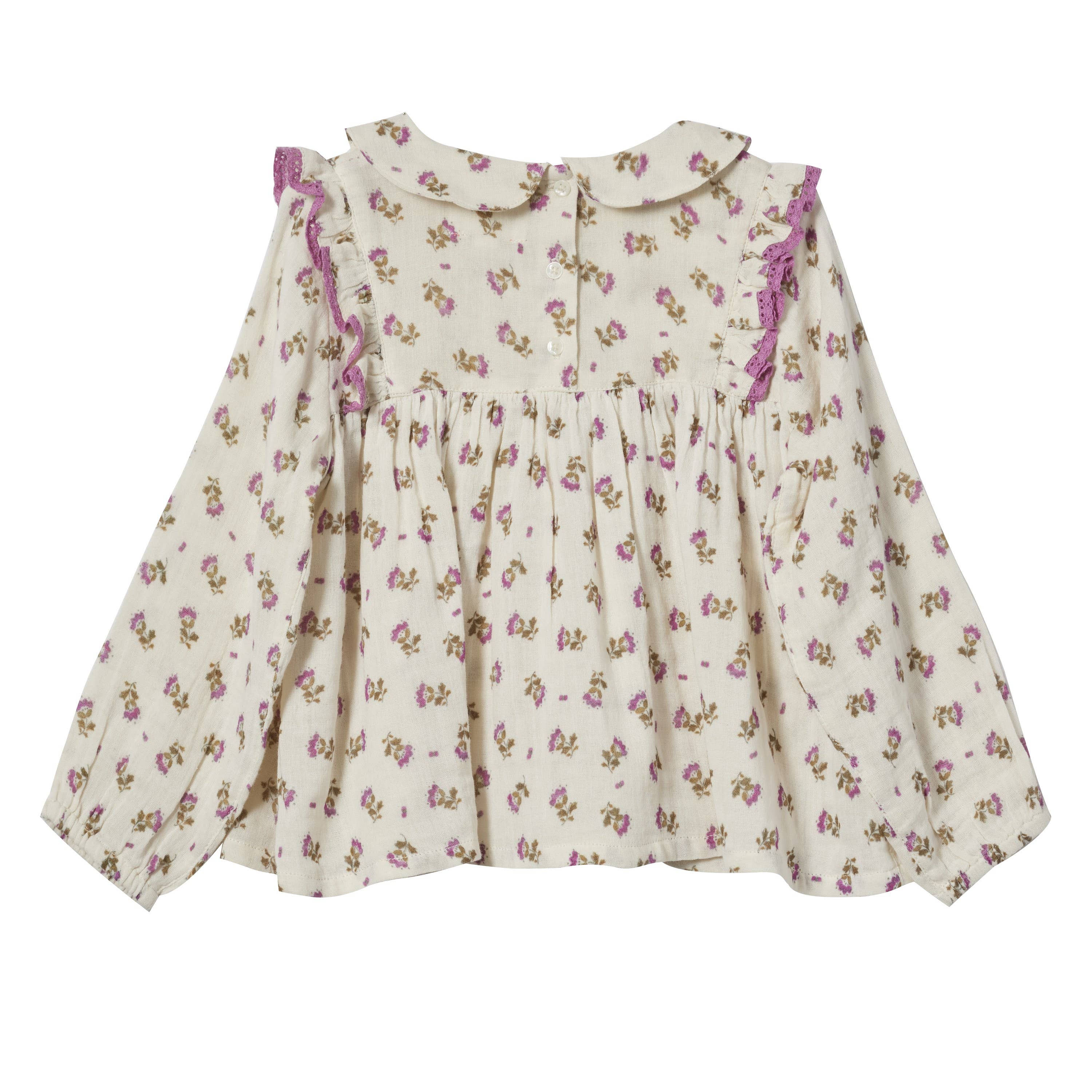 Bonheur du Jour - Wholesale T-Shirt - Kids - Floral Print Blouse - Manon Ecru2